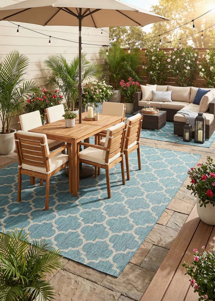 9' x 12' Easy-Clean Trellis Indoor / Outdoor Rug
