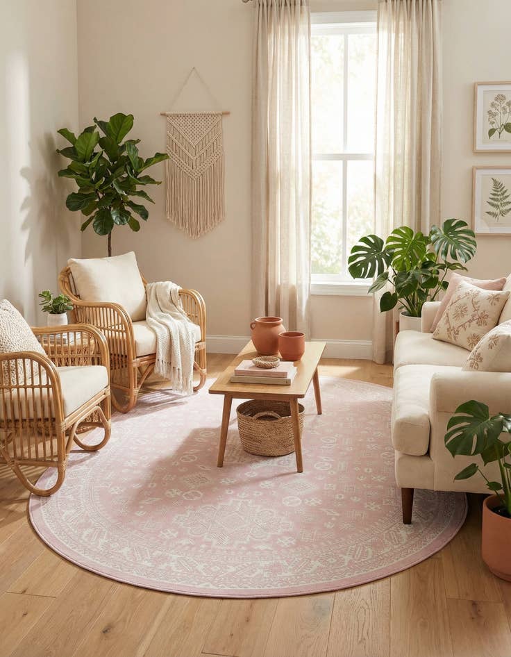 Detail image of 7' 10 x 10'  Washable Aztec Indoor / Outdoor Oval Rug