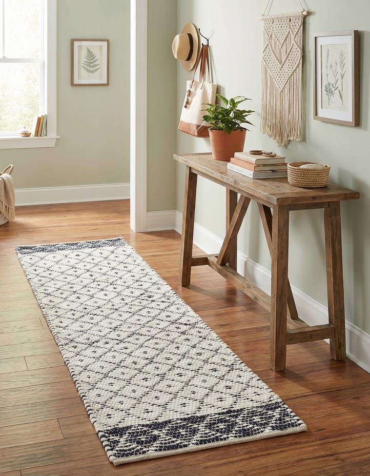 2' 2 x 8' Hand Woven Chindi Trellis Runner Rug