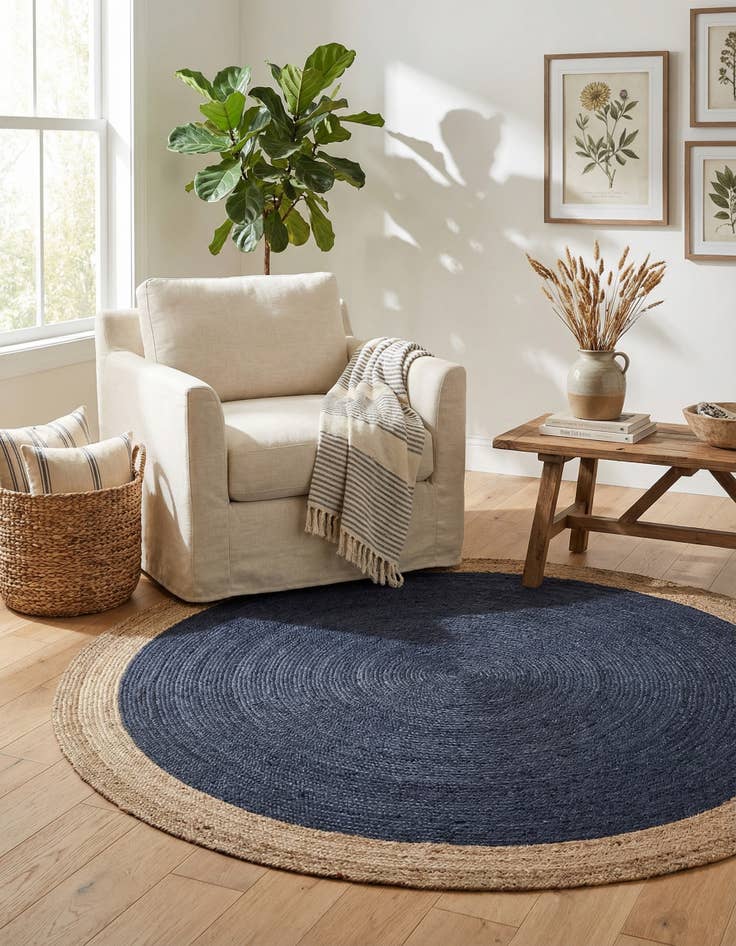 Detail image of  8' x 8'  Hand Braided Jute Round Rug