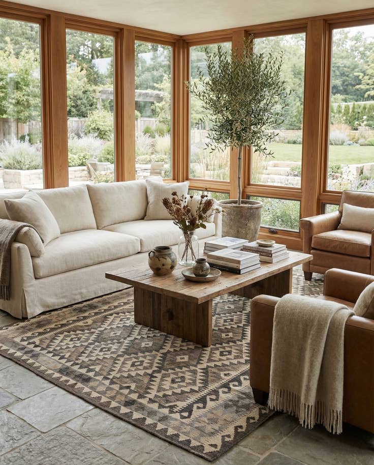 Detail image of 6' 7 x 9' 8 Hand Woven Kilim Maymana Wool Rug