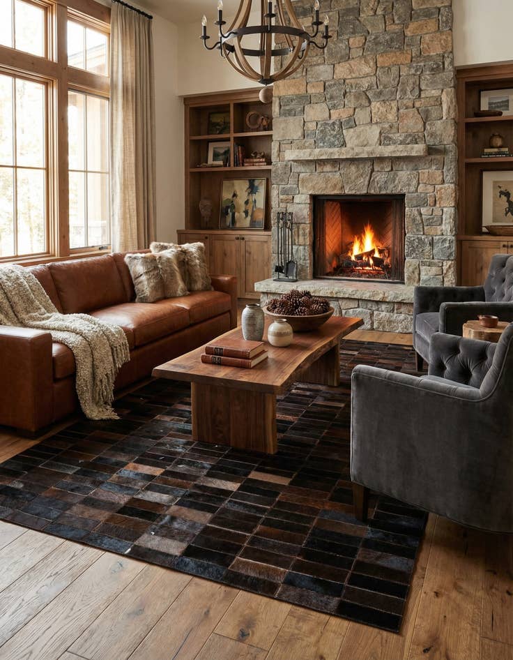 Detail image of  4' 11 x 8' 1 Cowhide - Patchwork Rug