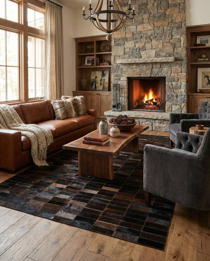 Detail image of 4' 11 x 8' 1 Cowhide - Patchwork Rug