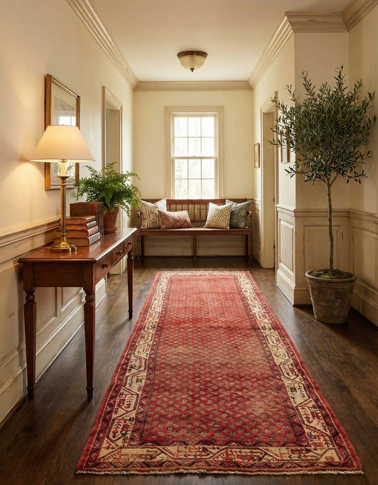 Detail image of 3' 7 x 10' 4  Hand Knotted Botemir Persian Wool Runner Rug