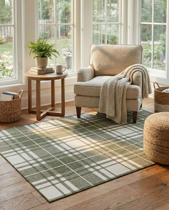 6' x 9' Easy-Clean Checkered Indoor / Outdoor Rug
