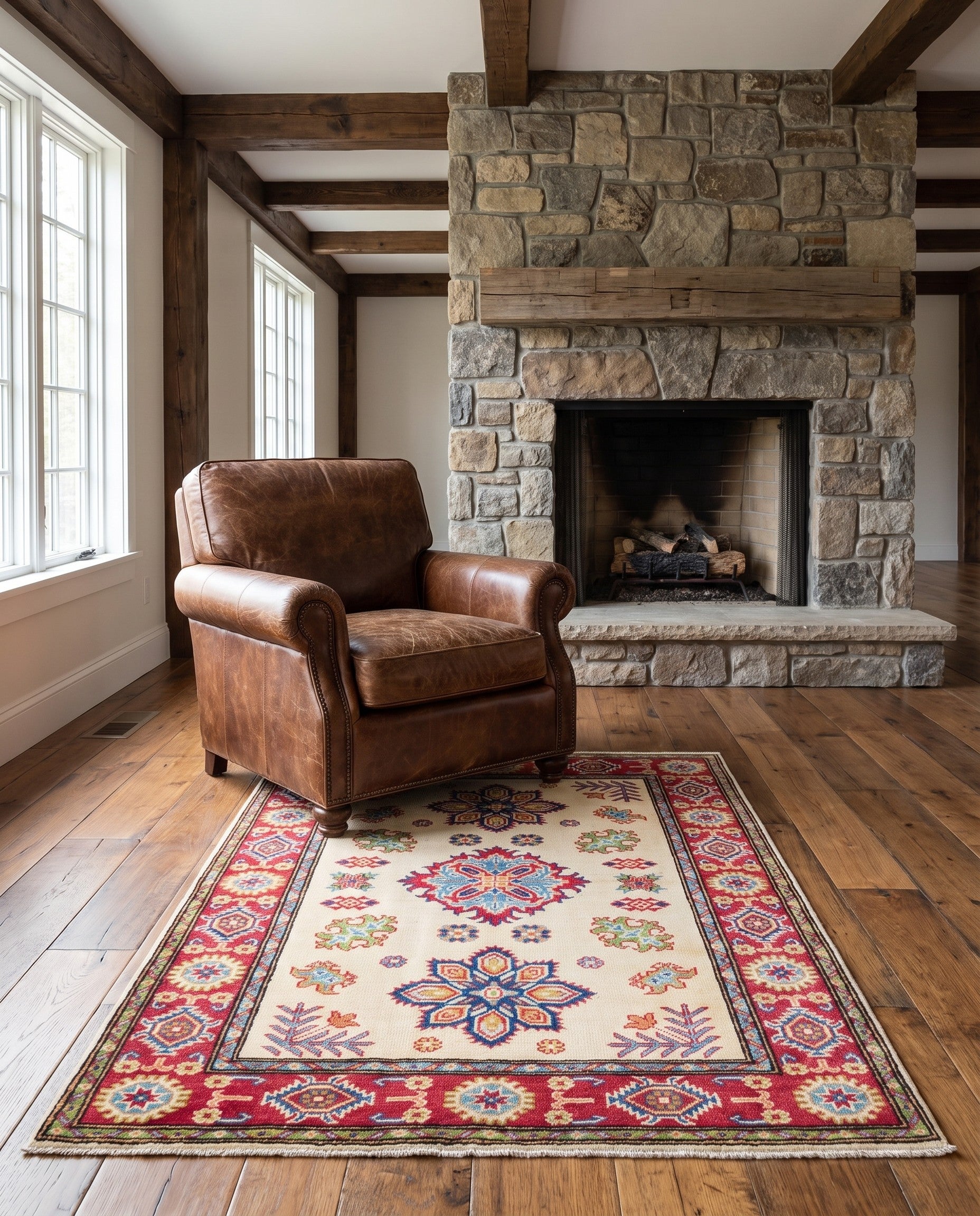 3' 5 x 5' 1 Hand Knotted Kazak Rug