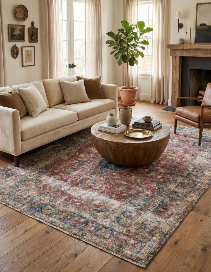 Detail image of 6' 5 x 9' 5  Hand Knotted Ultra Vintage Persian Wool Rug