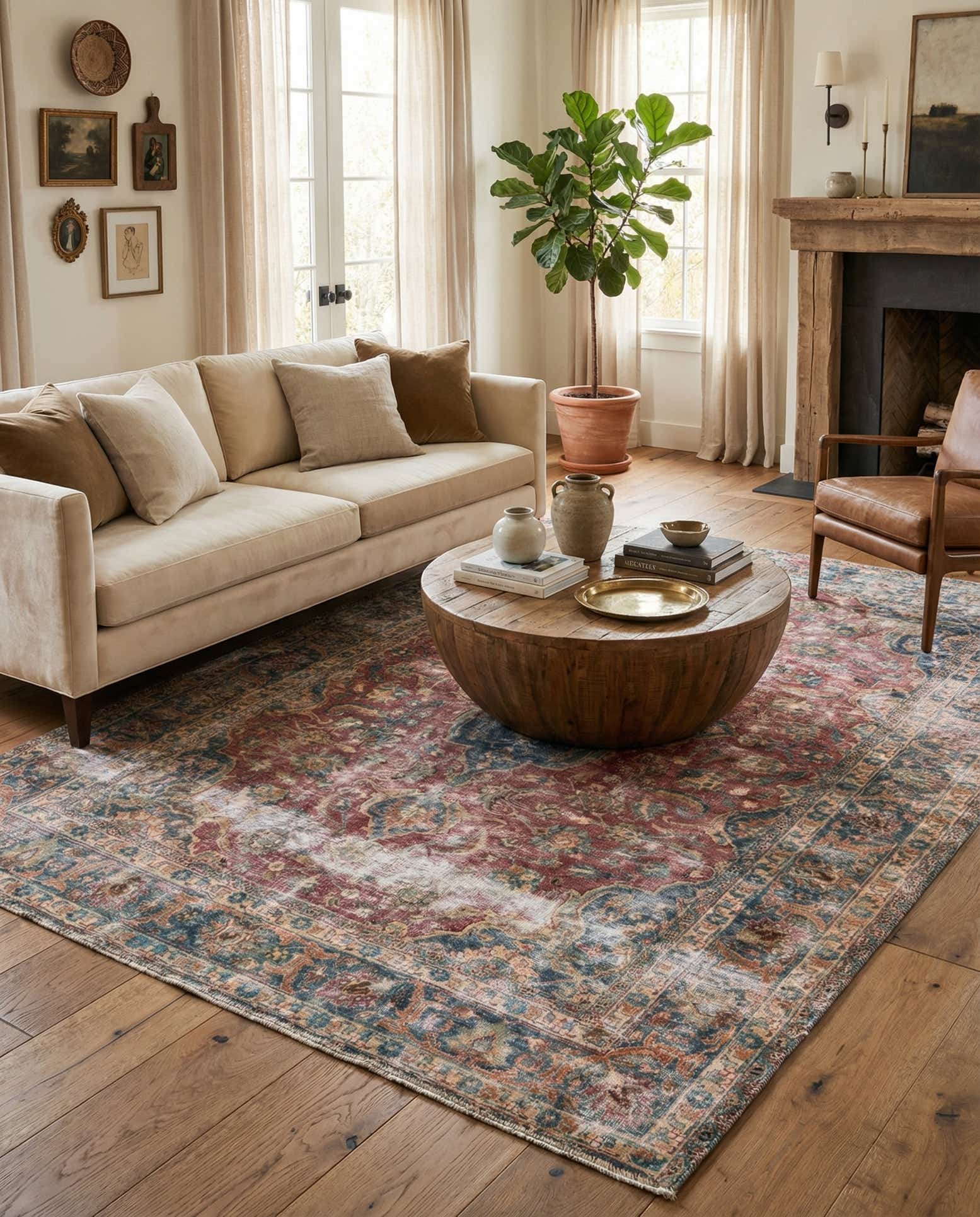 6' 5 x 9' 5 Hand Knotted Ultra Vintage Persian Wool Rug