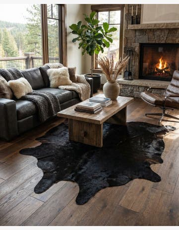 5' 7 x 6' 7 Cowhide Leather Freeform Rug