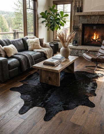 5' 7 x 6' 7 Cowhide Leather Freeform Rug