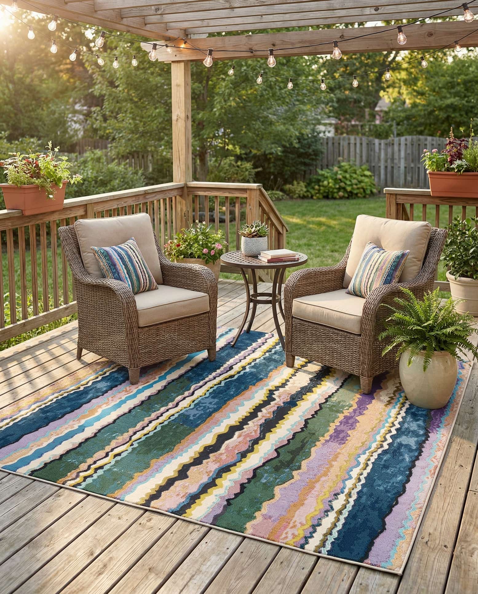 7' 10 x 7' 10 Easy-Clean Modern Indoor / Outdoor Square Rug