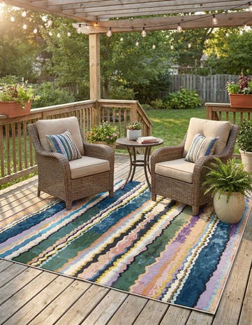 Easy-Clean Modern Indoor / Outdoor Square Rug