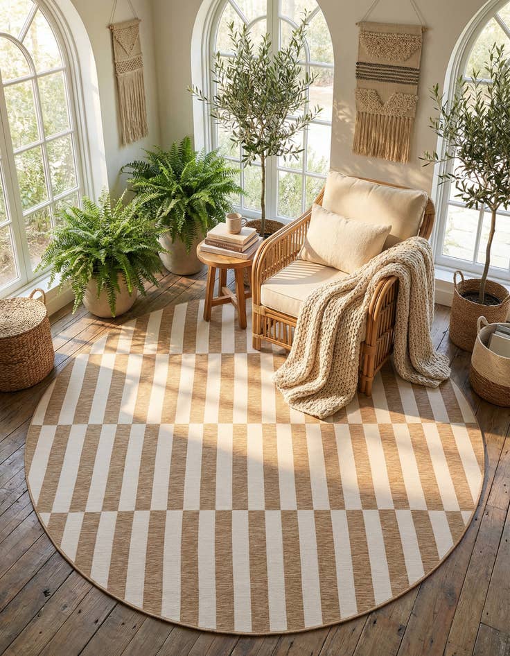 Detail image of  13' x 13'  Washable Ribbon Indoor / Outdoor Round Rug
