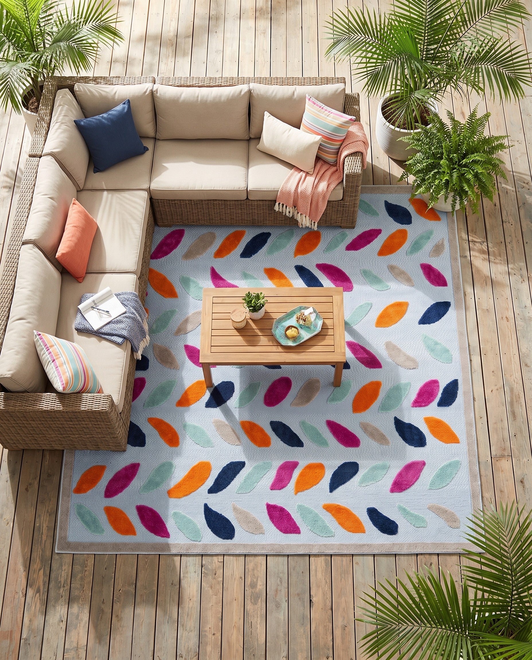 Blue Easy-Clean Aruba Indoor / Outdoor Square Rug