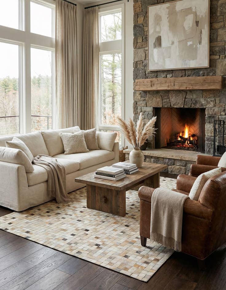 Detail image of 5' 1 x 7' 11 Cowhide - Patchwork Rug