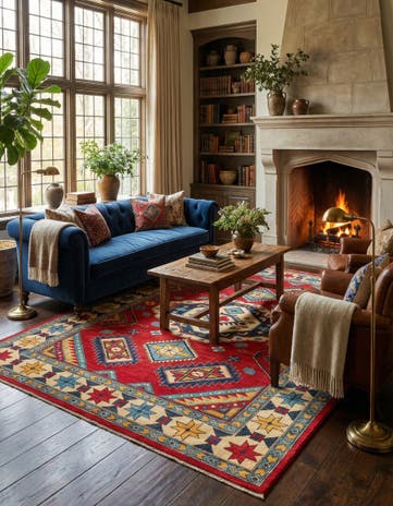 6' 8 x 9' 8 Hand Knotted Kazak Rug