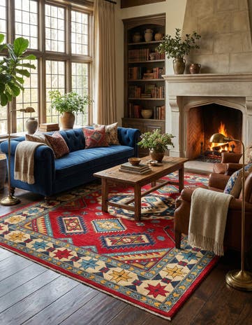 6' 8 x 9' 8 Hand Knotted Kazak Rug