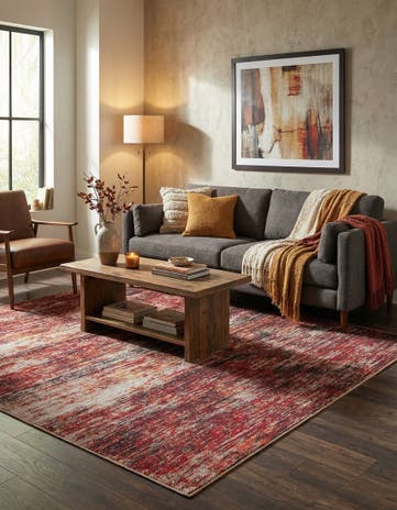 Rust Red Asha Square Rug