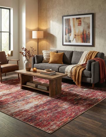 Rust Red Asha Square Rug