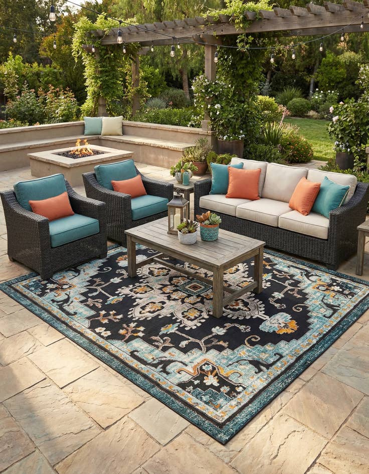 Detail image of 10' x 10'  Washable Casablanca Indoor / Outdoor Square Rug