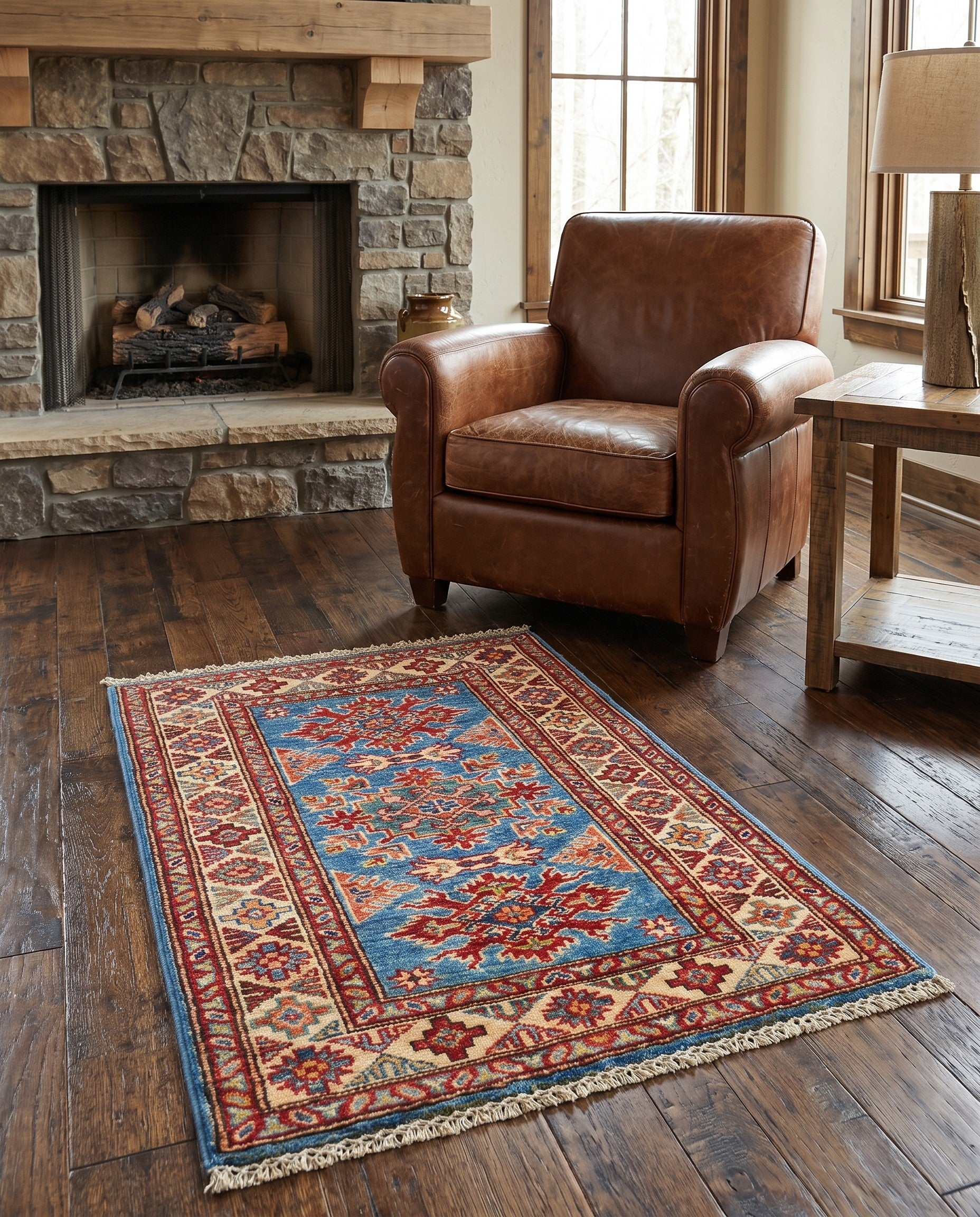 1' 11 x 3' Hand Knotted Kazak Rug