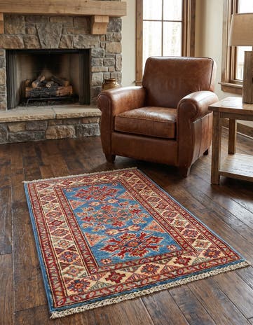 1' 11 x 3' Hand Knotted Kazak Rug