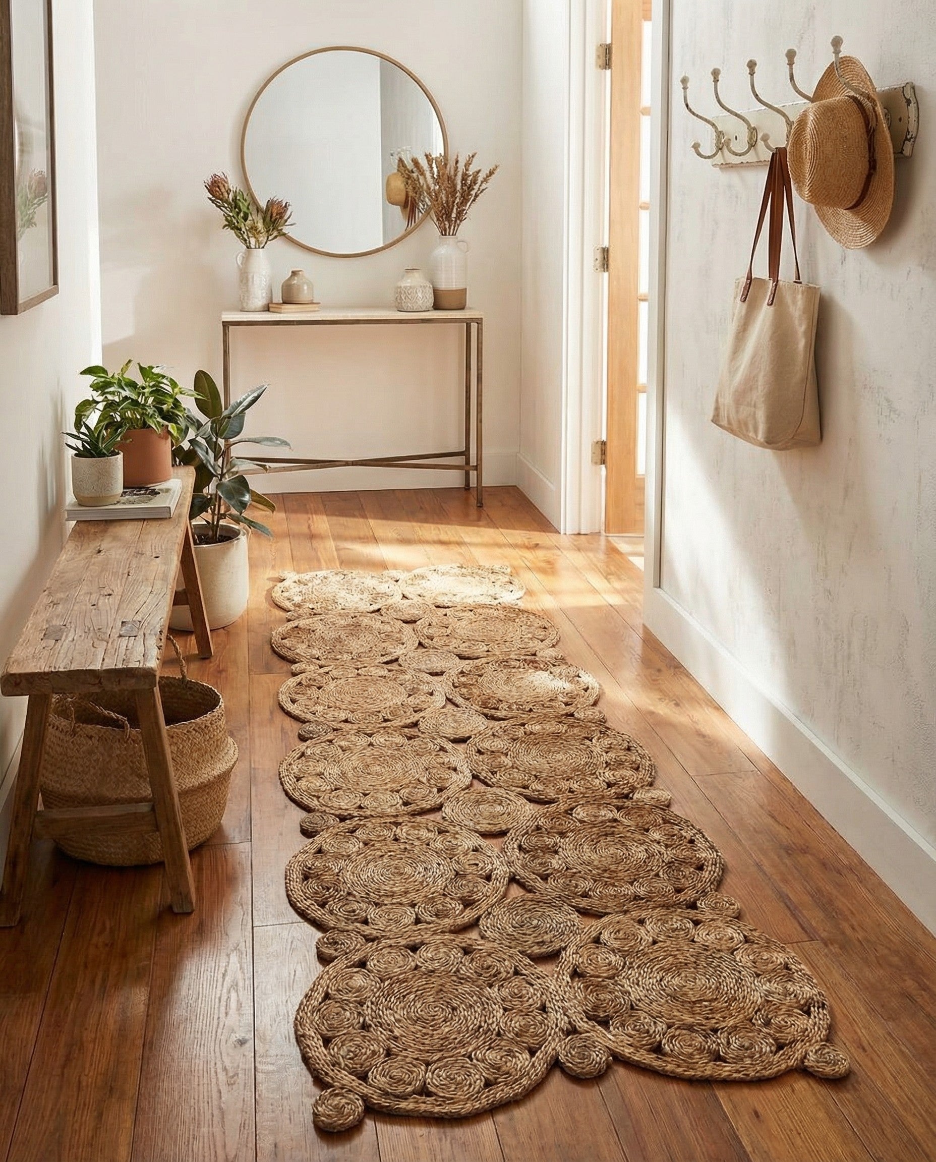  2' x 6' 1  Hand Braided Jute Runner Rug