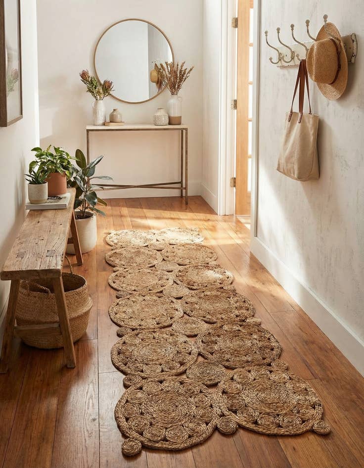 Detail image of 2' x 6' 1  Hand Braided Jute Runner Rug