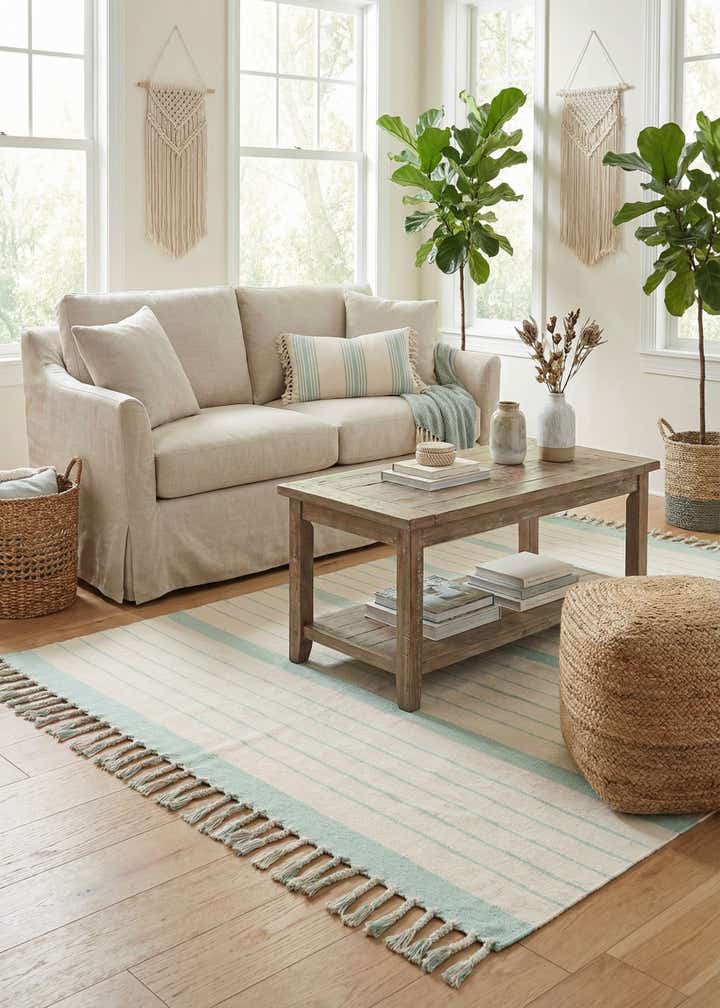 5' 1 x 8' Hand Woven Chindi Cotton Rug