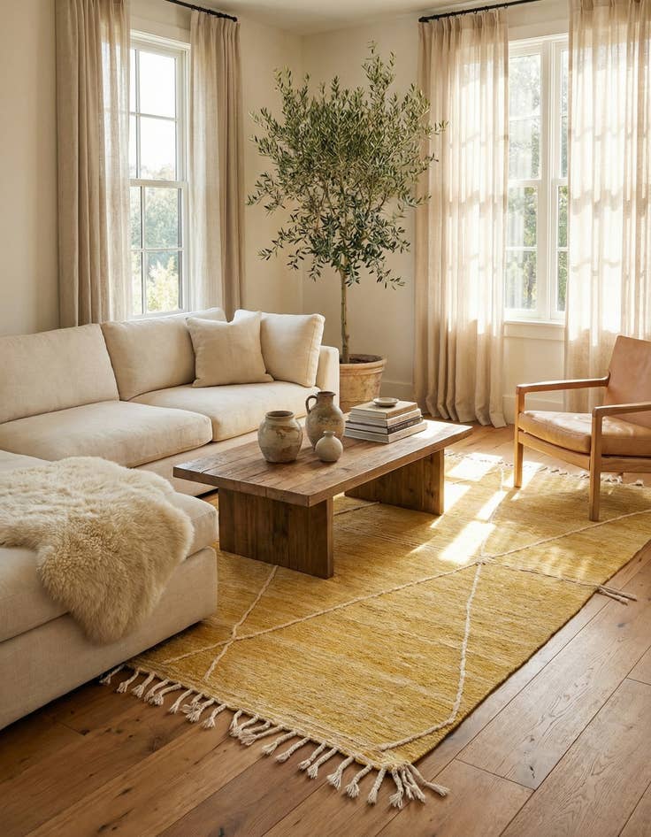 Detail image of 6' 9 x 10'  Hand Knotted Moroccan Wool Rug