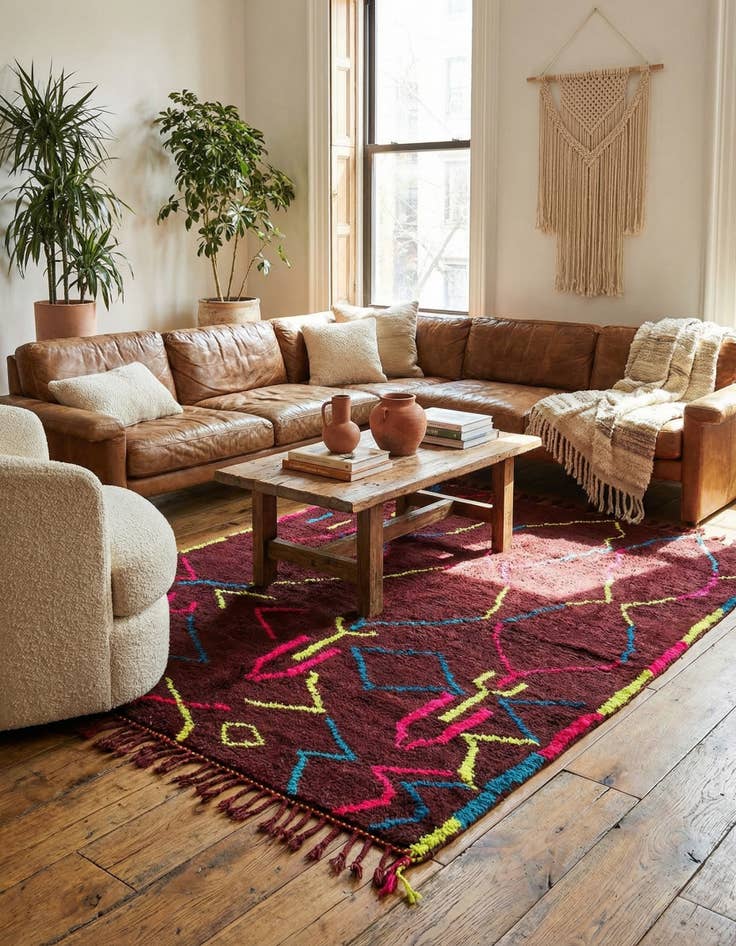 Detail image of  7' x 9' 4  Hand Knotted Moroccan Wool Rug