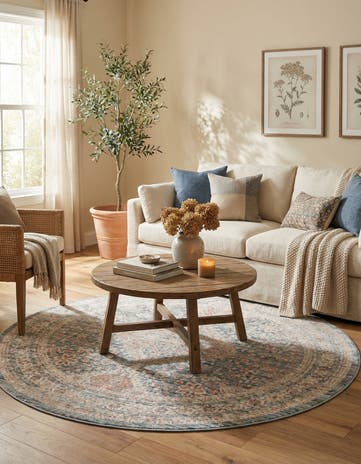 Blue Noble Round Rug