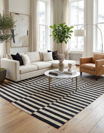 6' 9 x 9' 8 Hand Woven Kilim Modern Wool Rug