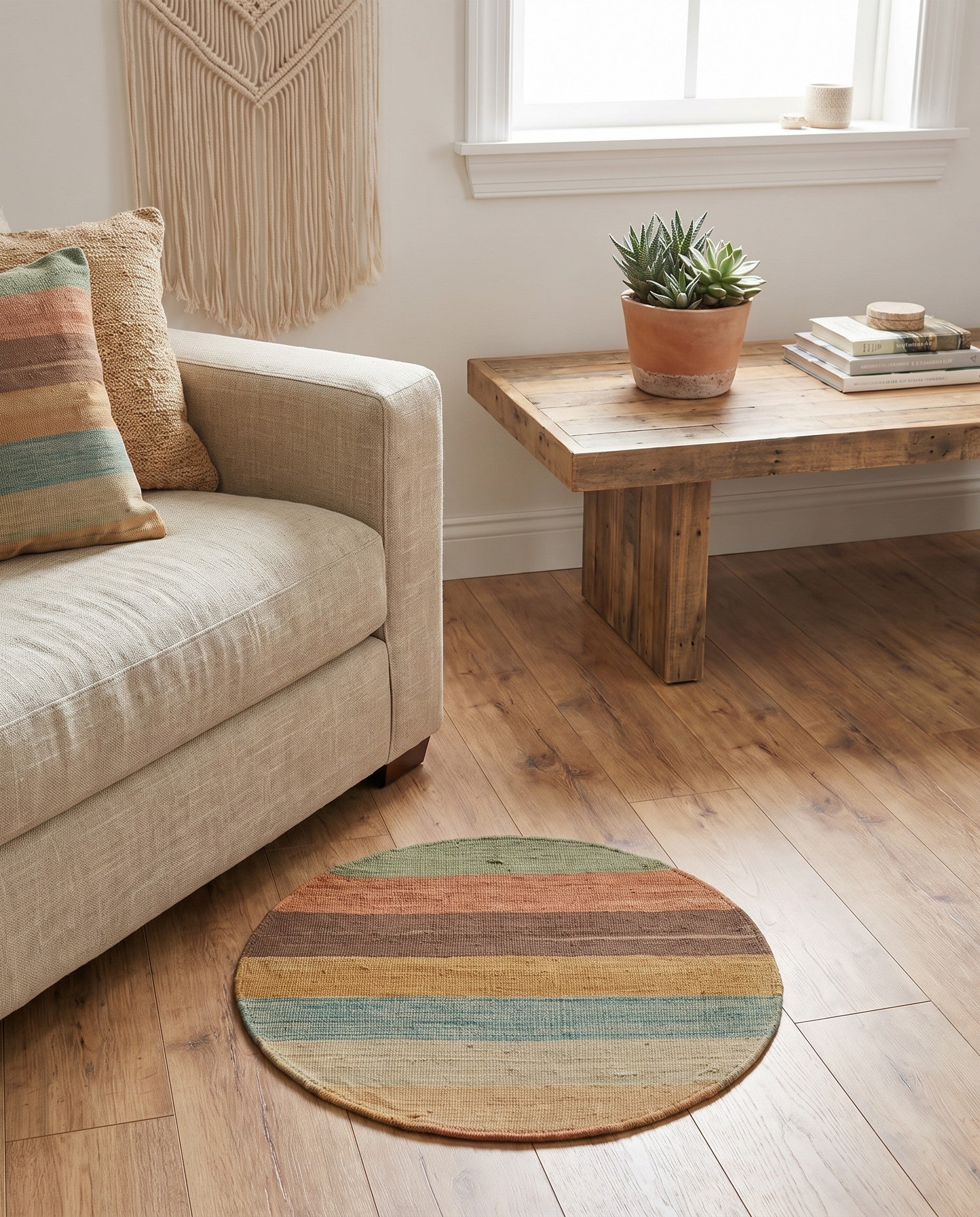 1' 8 x 1' 8 Hand Woven Pillow Wool Round Rug