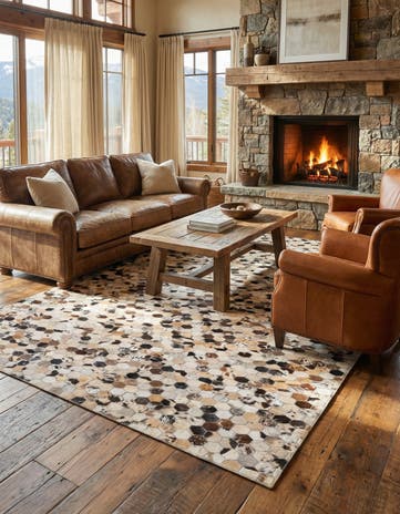 5' 1 x 8' Cowhide Leather Rug