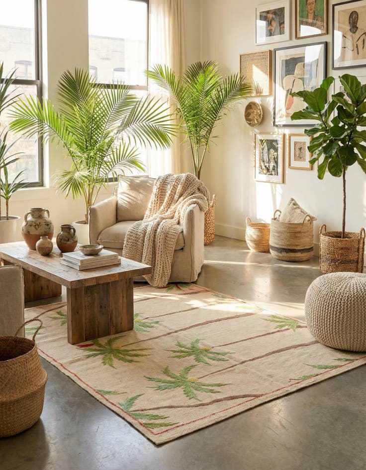 Detail image of 5' x 6' 2  Hand Woven Kilim Suzani Wool Square Rug