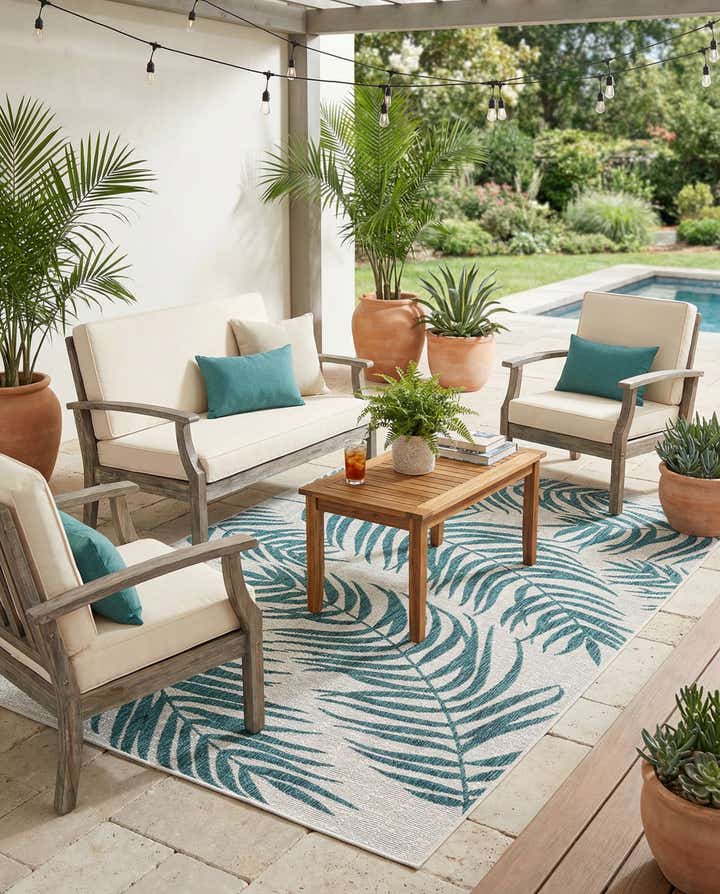 5' 3 x 8' Easy-Clean Botanical Indoor / Outdoor Rug