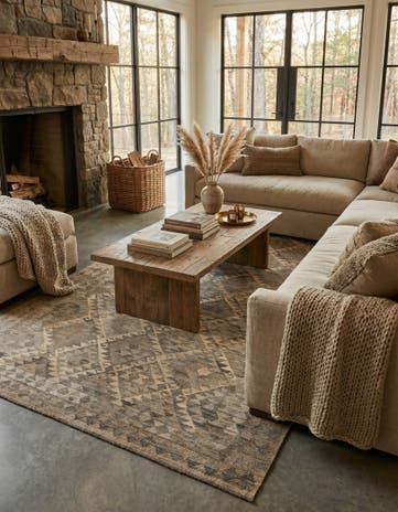 6' 8 x 9' 10 Hand Woven Kilim Maymana Wool Rug