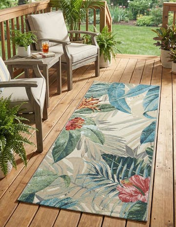 2' x 4' Easy-Clean Botanical Indoor / Outdoor Runner Rug