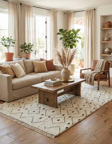6' x 9' 6 Hand Knotted Moroccan Wool Rug