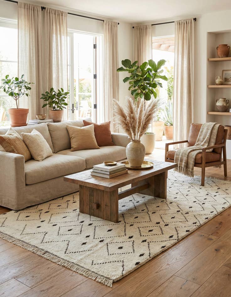 Detail image of  6' x 9' 6  Hand Knotted Moroccan Wool Rug