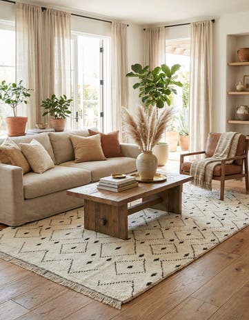 6' x 9' 6 Hand Knotted Moroccan Wool Rug
