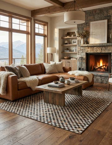 8' 1 x 9' 9 Cowhide Leather Rug