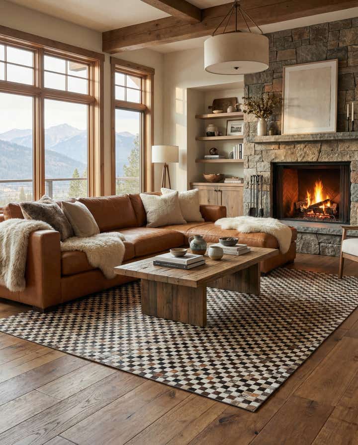 8' 1 x 9' 9 Cowhide Leather Rug