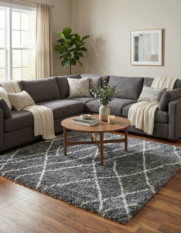 Pebble Gray Soft Touch Shag Square Rug