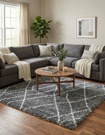 Pebble Gray Soft Touch Shag Square Rug