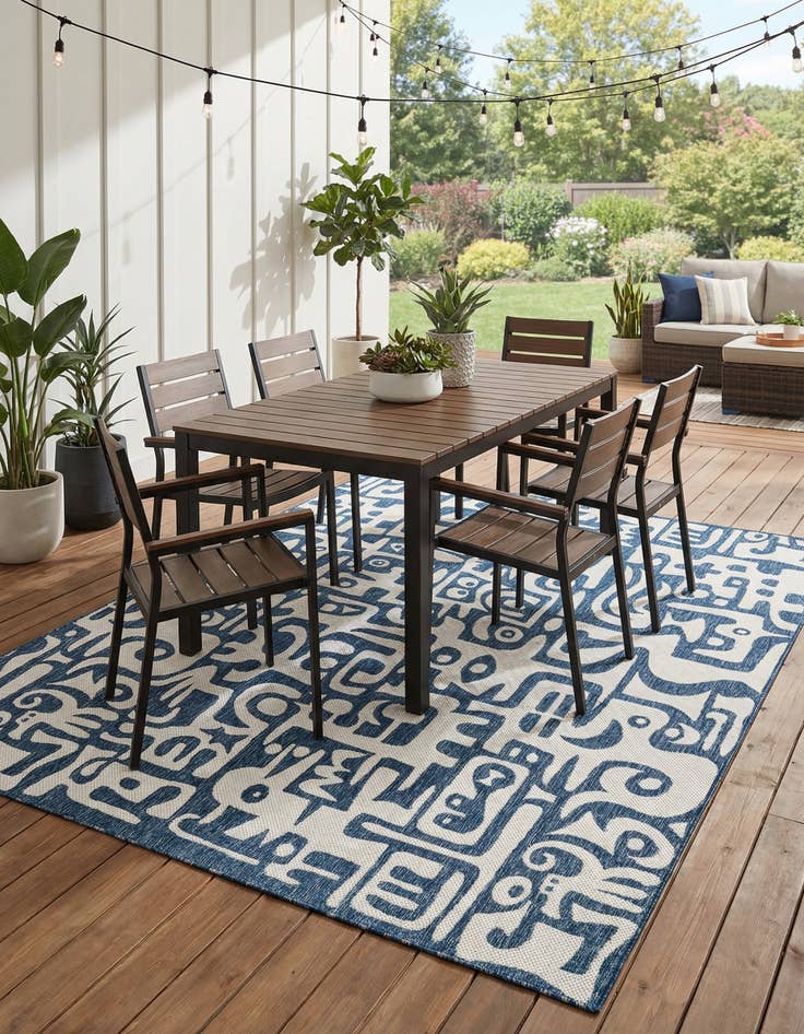Detail image of 7' 10 x 10' Easy-Clean Modern Indoor / Outdoor Rug