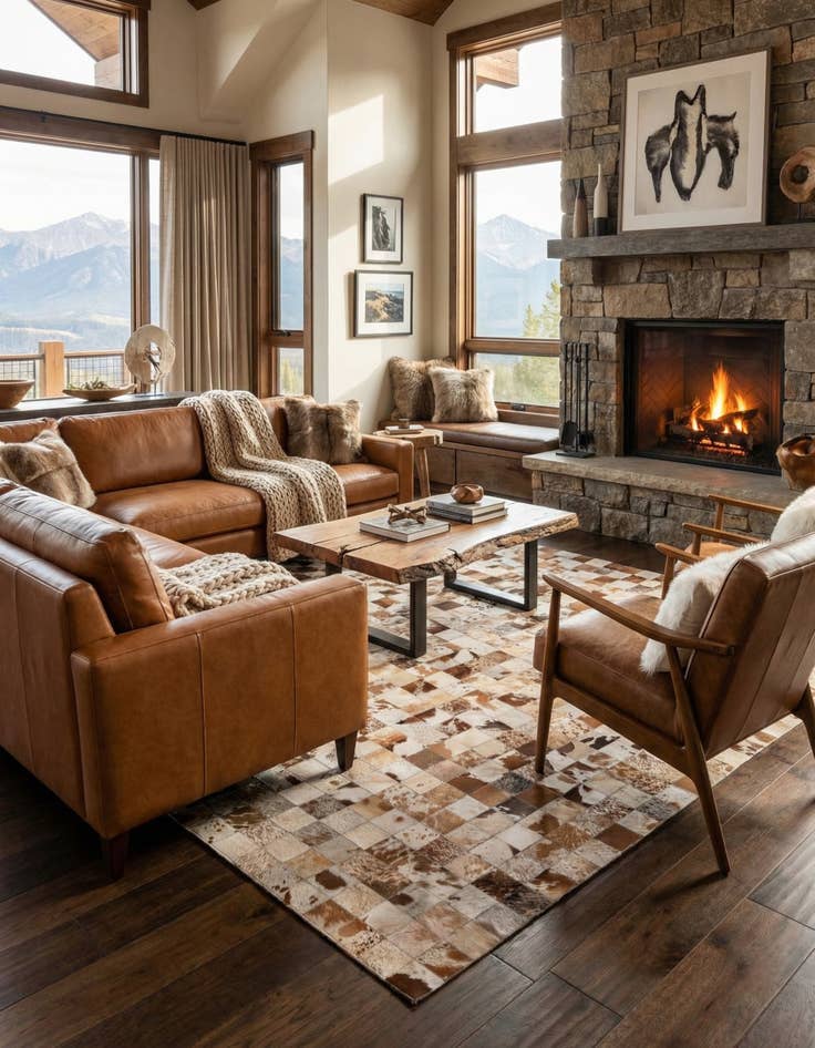 Detail image of 8' x 10' Cowhide Leather Rug