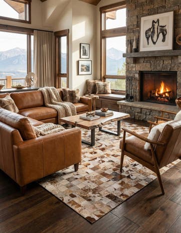 8' x 10' Cowhide Leather Rug