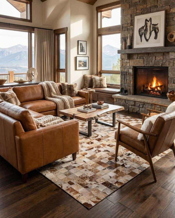 8' x 10' Cowhide Leather Rug